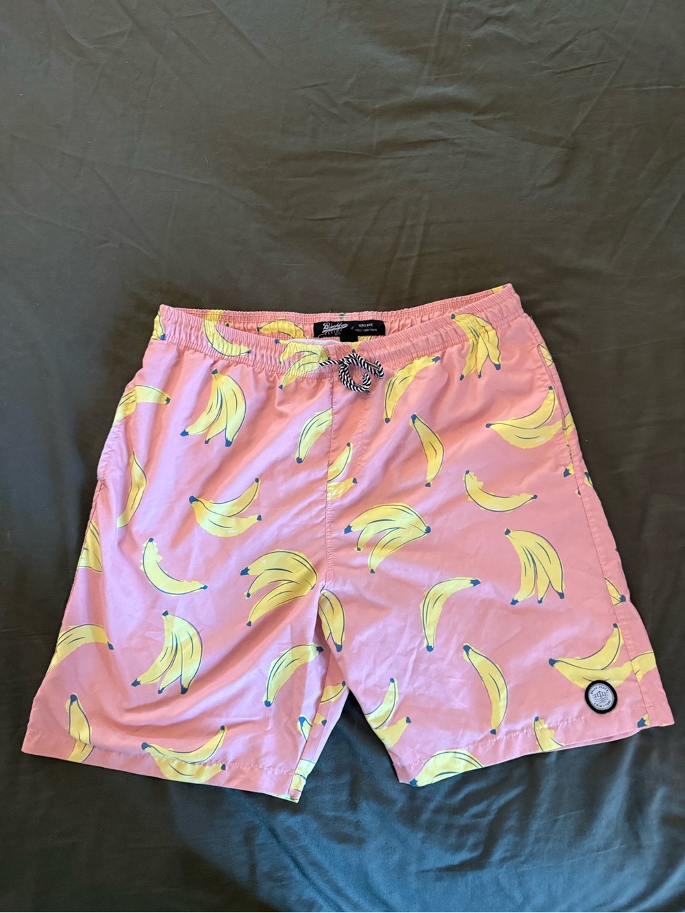 Brooklyn Cloth Pink Swim Trunks with Yellow Banana Print